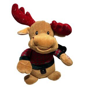 TL Toys Holiday Moose Plush Toy With Light-Up Antlers & Sound 9"